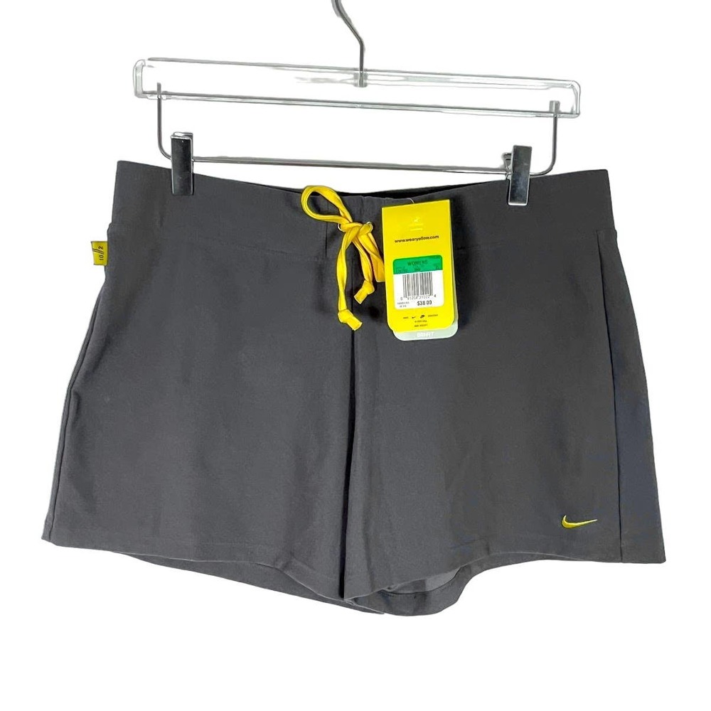 NEW! Nike Dri-Fit Women's Cycling Shorts XL/ 16-18 Gray Yellow Stretch $38